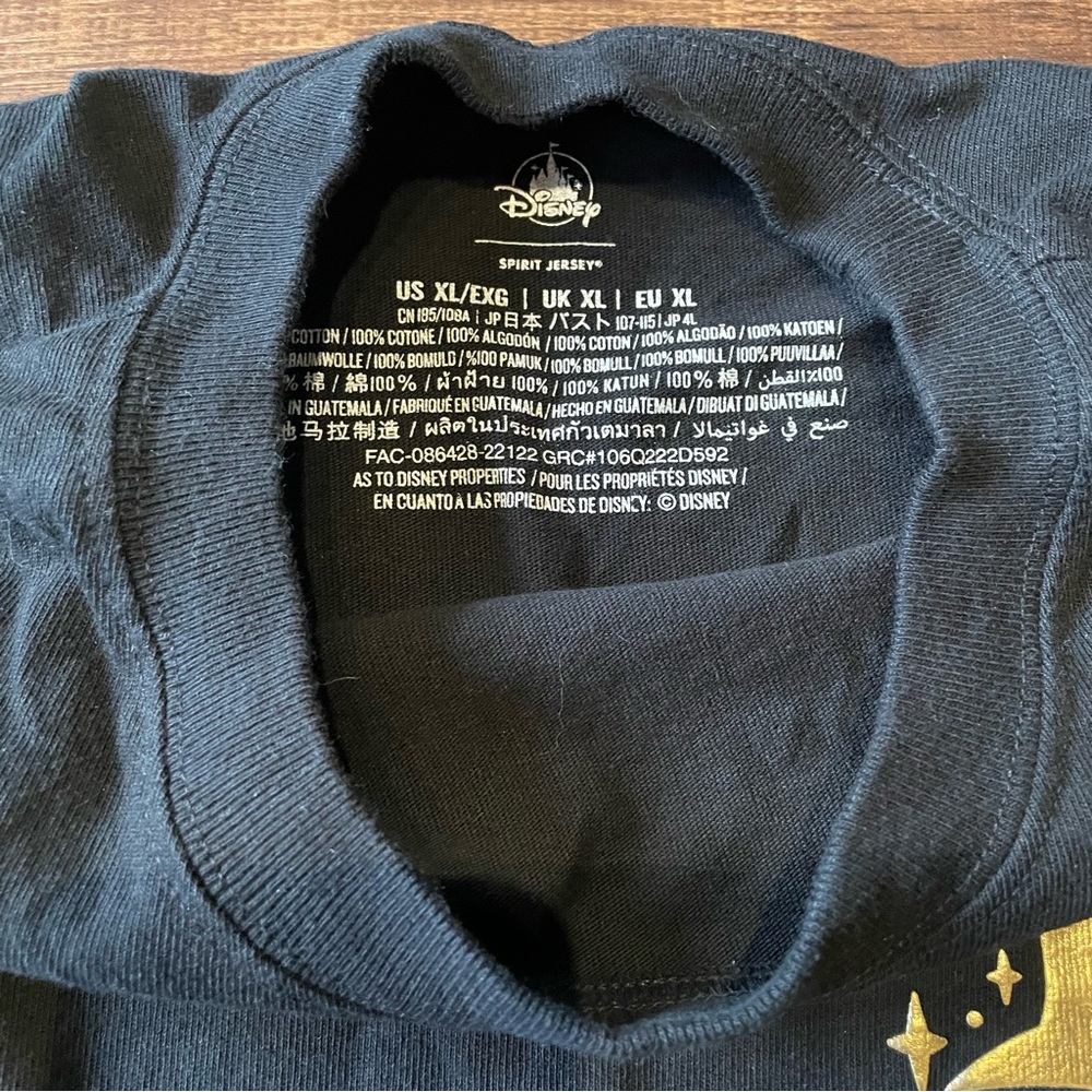 Disneyland Resort Spirit Jersey Sleeping Beauty Castle Gold Black Long Sleeve XL - Picture 4 of 8